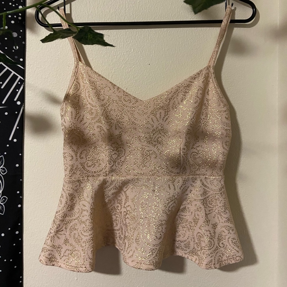 the brand is charlotte russe , size medium, color pink and gold